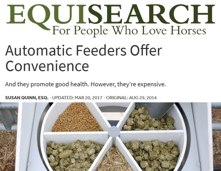 Featured in Equisearch Article for Automatic Feeders Offer Conveniance